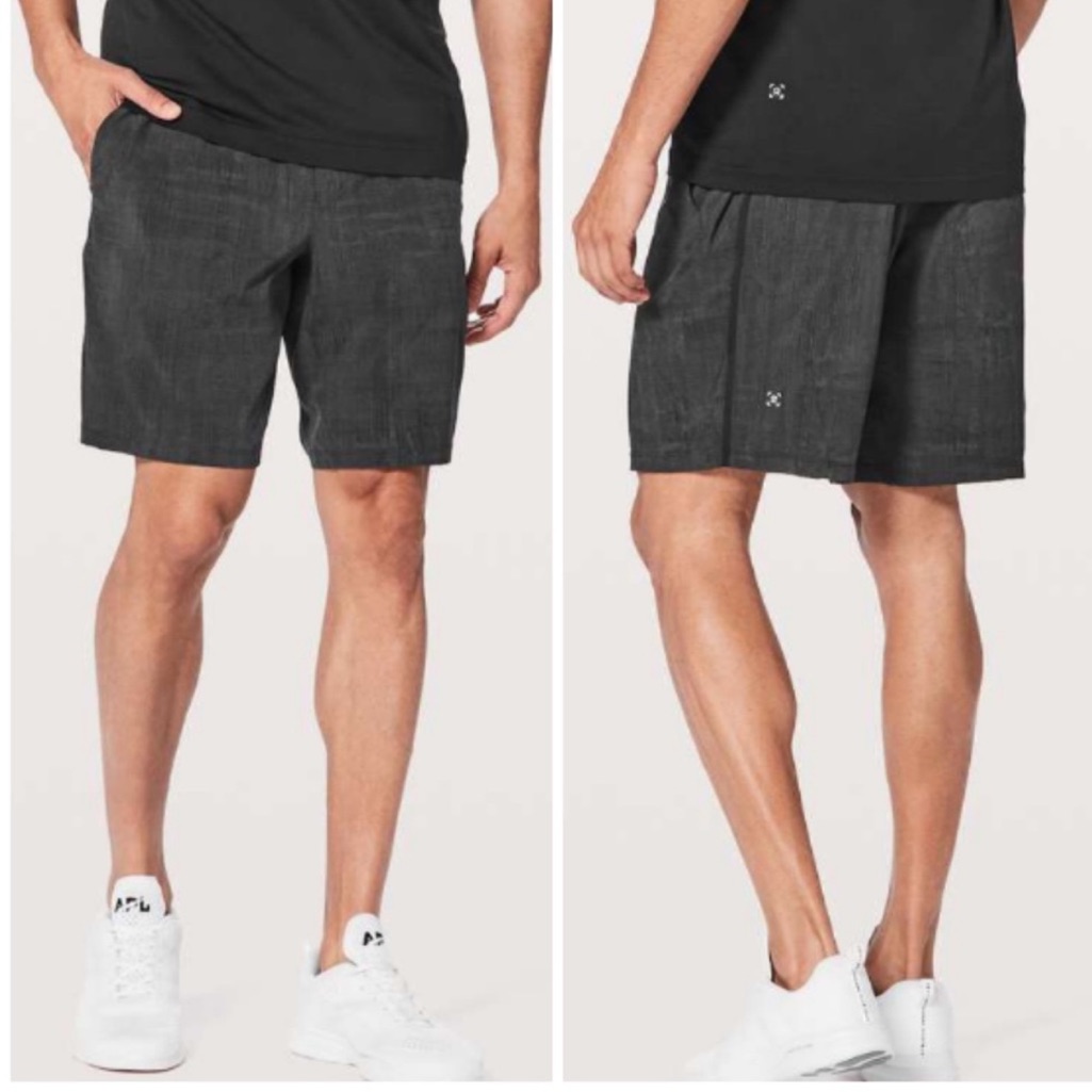 Lululemon Pace Breaker Short 9" Grid Lines With Liner Deep Coal Black Sz M